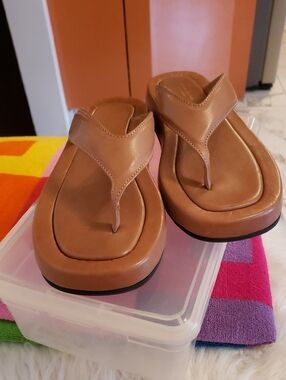 Officine Creative Tan Leather Thong Mules